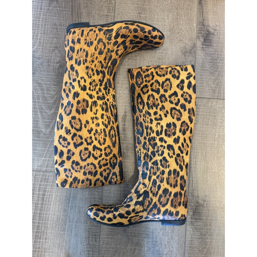 Giuseppe Zanotti Leopard Print Knee High Boots Agnello Leather 36 6/6.5 Italy